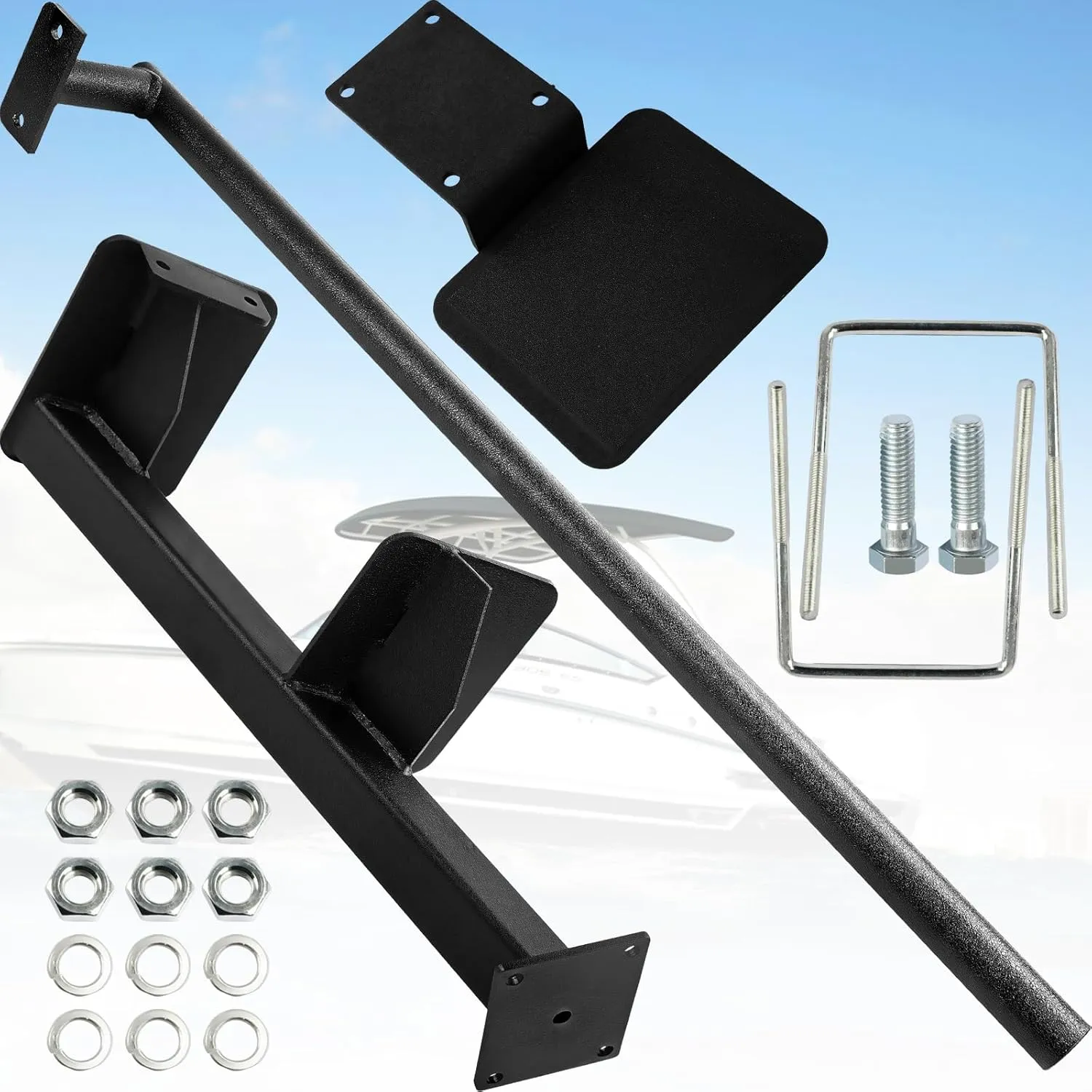 Universal Boat Trailer Steps with Handle Fit for Bass Boats, Pontoon Boats, Hunting Boats, etc