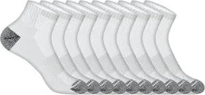 U.S. Polo Assn. 10 Pair Men's QUARTER Length Athletic Performance Socks - Moisture Control Running & Ventilated Breathable Socks, WHT 7668 (Shoe Size 6-12)