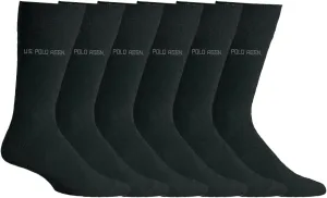 U.S. Polo Assn. 6 Pair Men's Crew Length Soft Dress Socks - Breathable & Moisture Control Socks for Indoor or Outdoor Wear, BLK 7509 (Shoe Size 6-12)