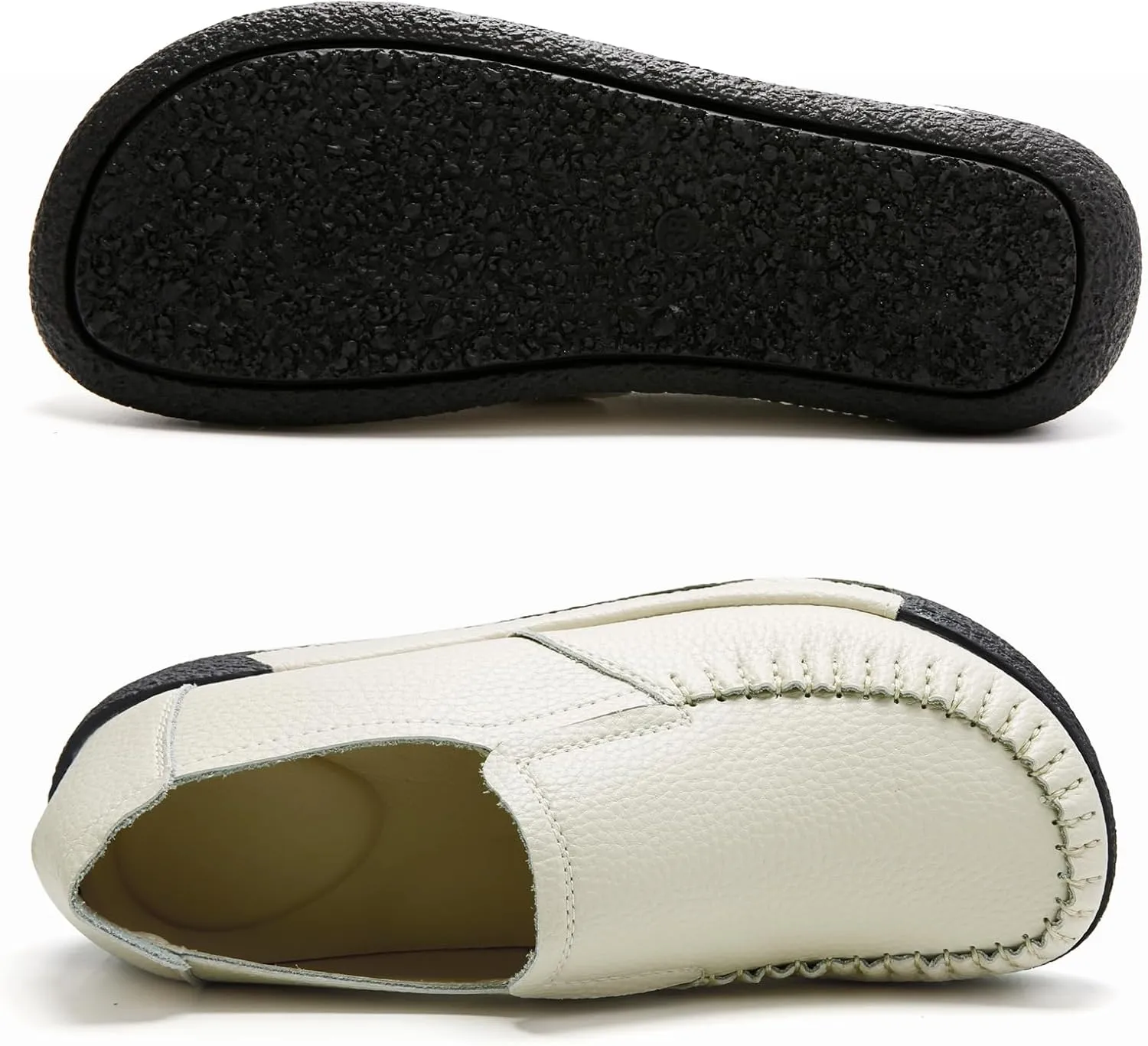 UZB Women's Slip On Loafer Leather Comfort Casual Platform Shoes