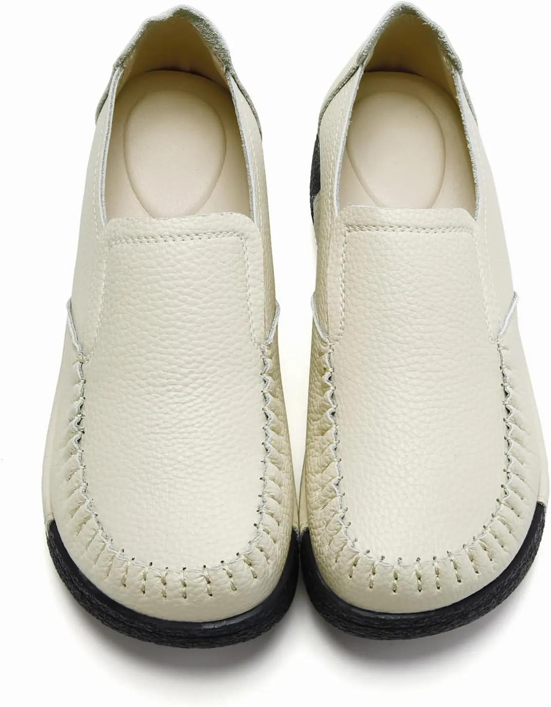 UZB Women's Slip On Loafer Leather Comfort Casual Platform Shoes