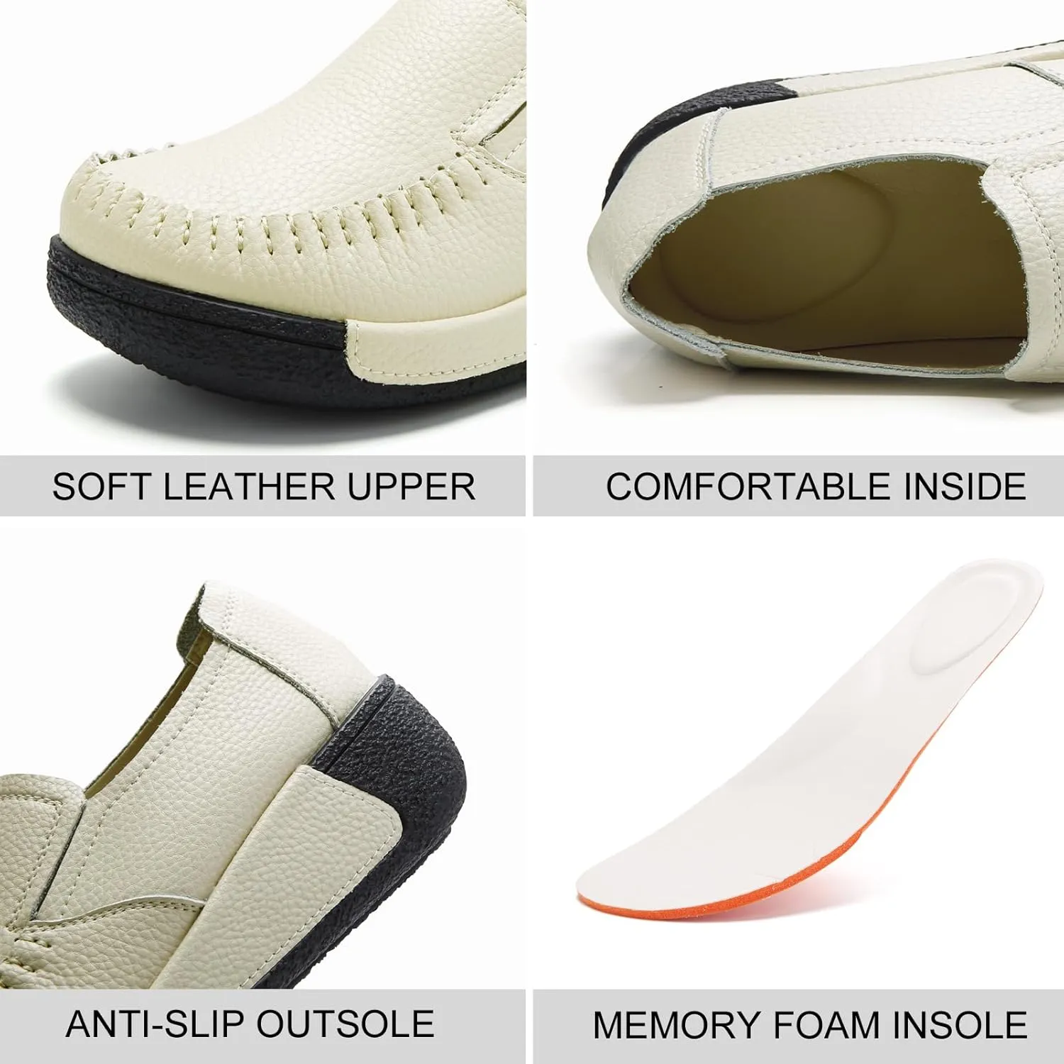 UZB Women's Slip On Loafer Leather Comfort Casual Platform Shoes