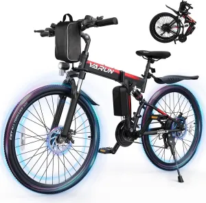 VARUN Folding Electric Bike - Peak 750W Motor Foldable Electric Bicycle, Moutain E Bike with 48V Removable Battery, Up to 20 MPH 50 Miles, 21-Speed Gears & Dual Hydraulic Suspension