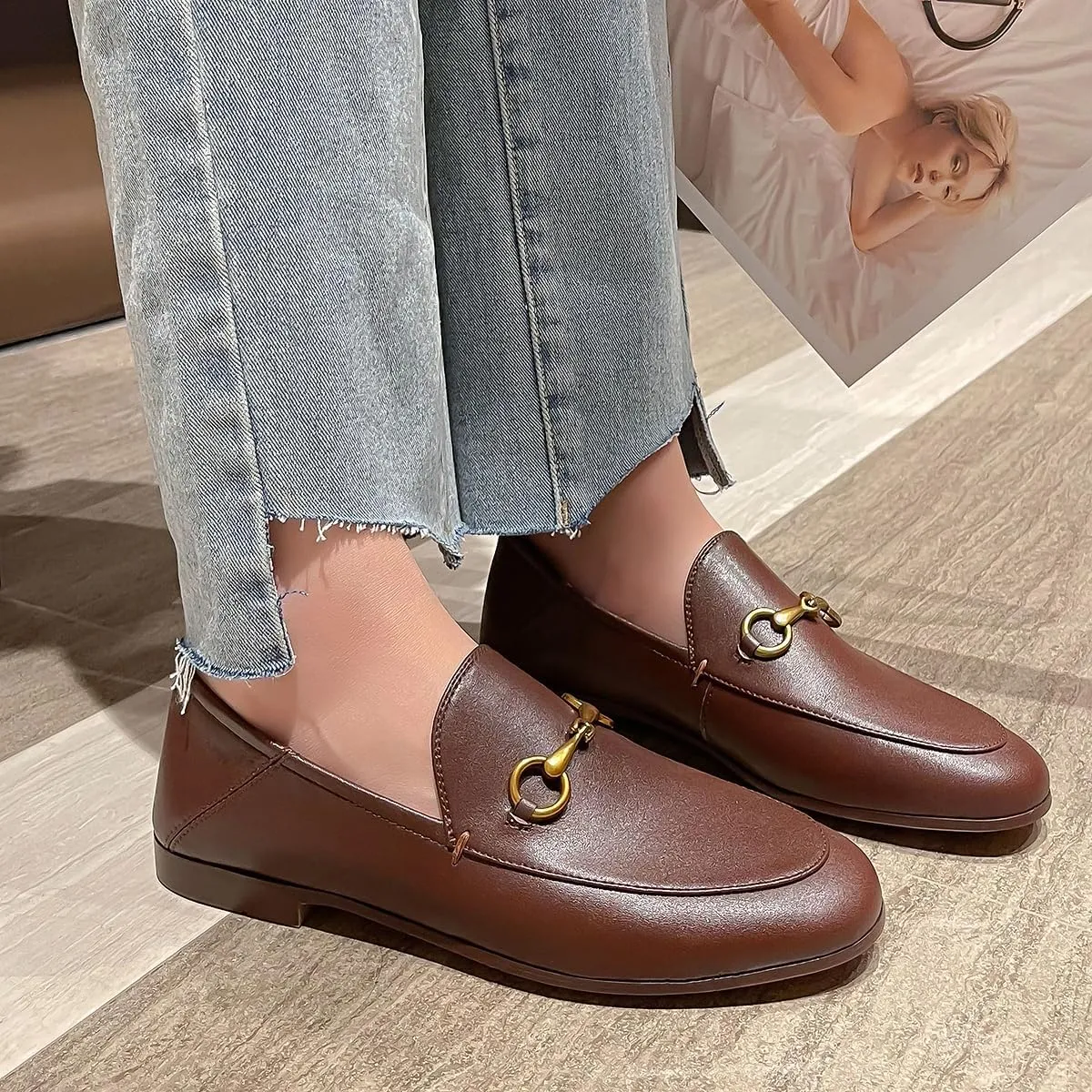 Vertundy Loafers for Women Low Heel Flats Loafers Mules