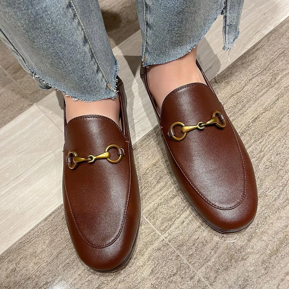 Vertundy Loafers for Women Low Heel Flats Loafers Mules