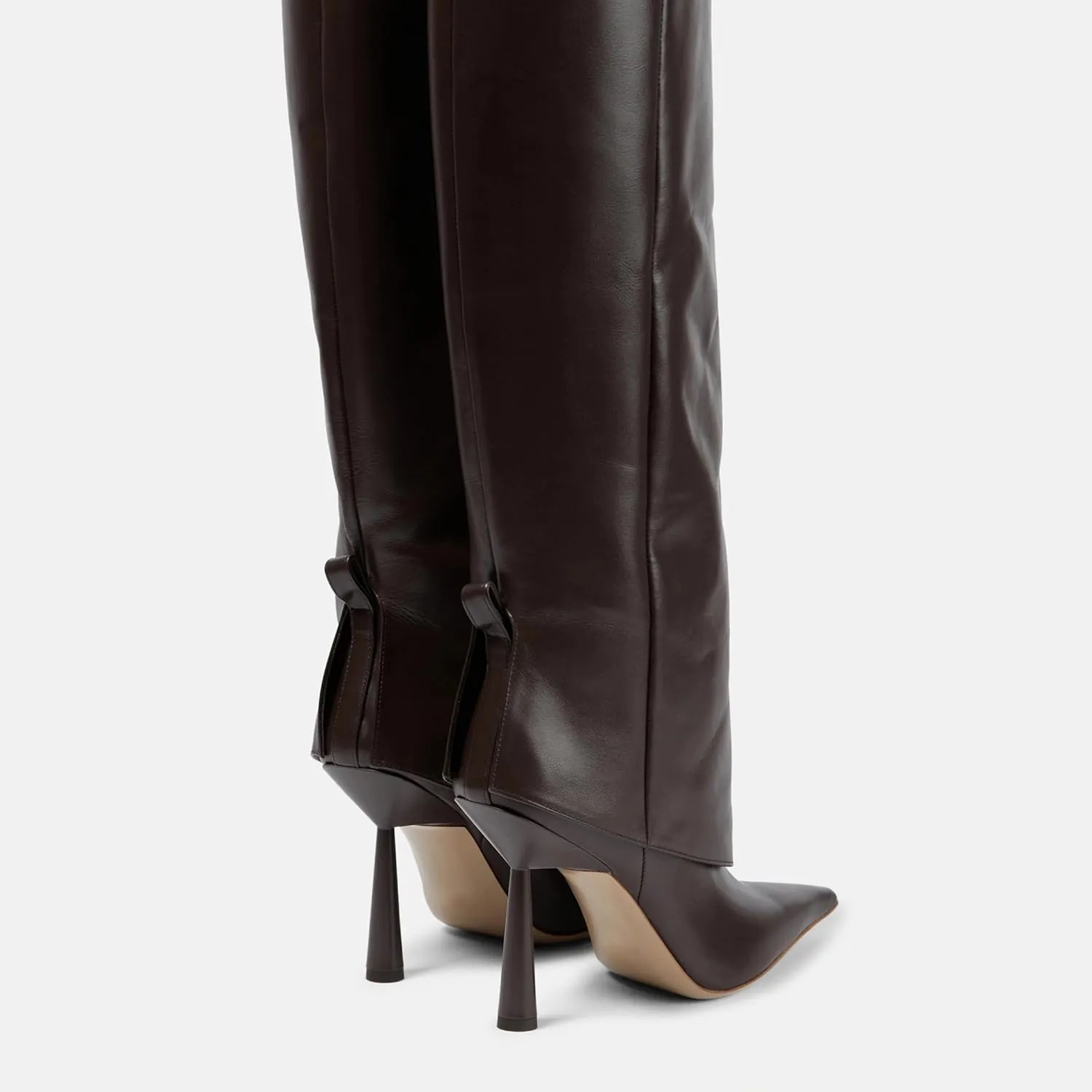 Vertundy Women's Fold Over Boots - Pointed Toe Stiletto Heel Slip On Knee High Boot Fashion Sexy Dress Boot