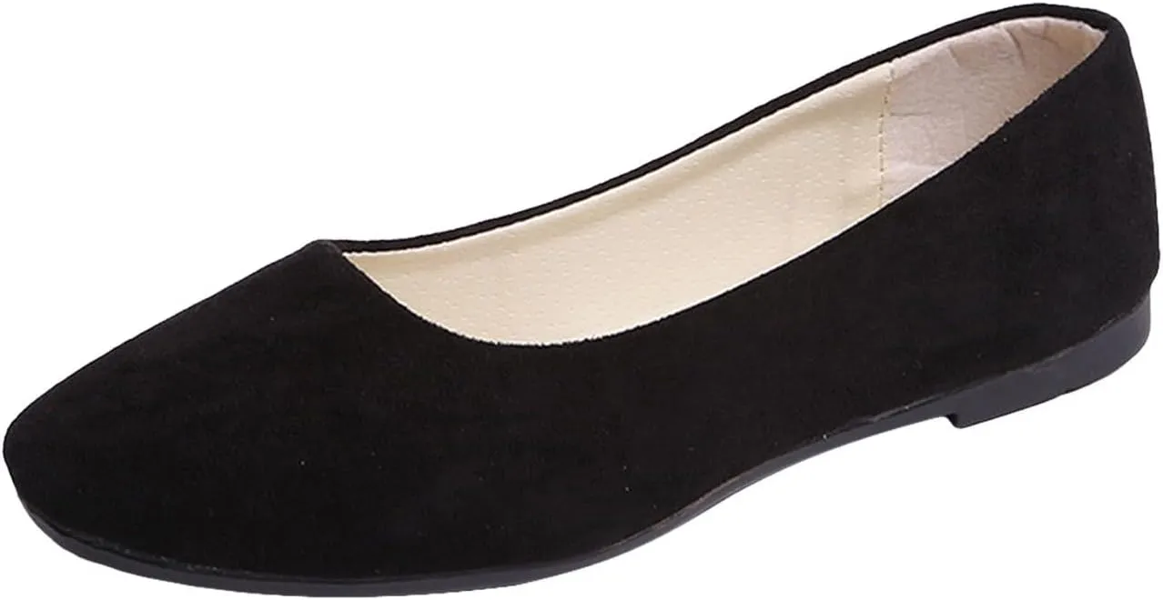 VESNIBA Women Girls Solid Big Size Slip On Flat Shallow Comfort Casual Single Shoes Womens Sandals Size