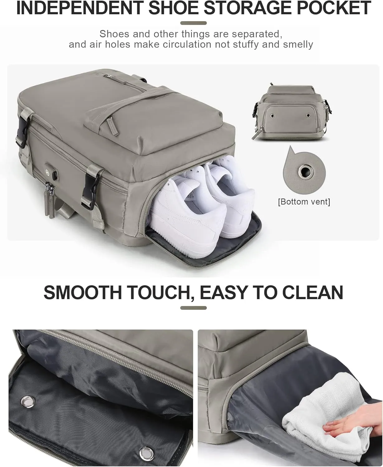 VGCUB Large Travel Backpack Bag for Women Men,Carry on Backpack,17 Inch Laptop Business Work Waterproof Backpack with Laptop Compartment,Person Item Flight Approved,Mochila de Viaje,Brown