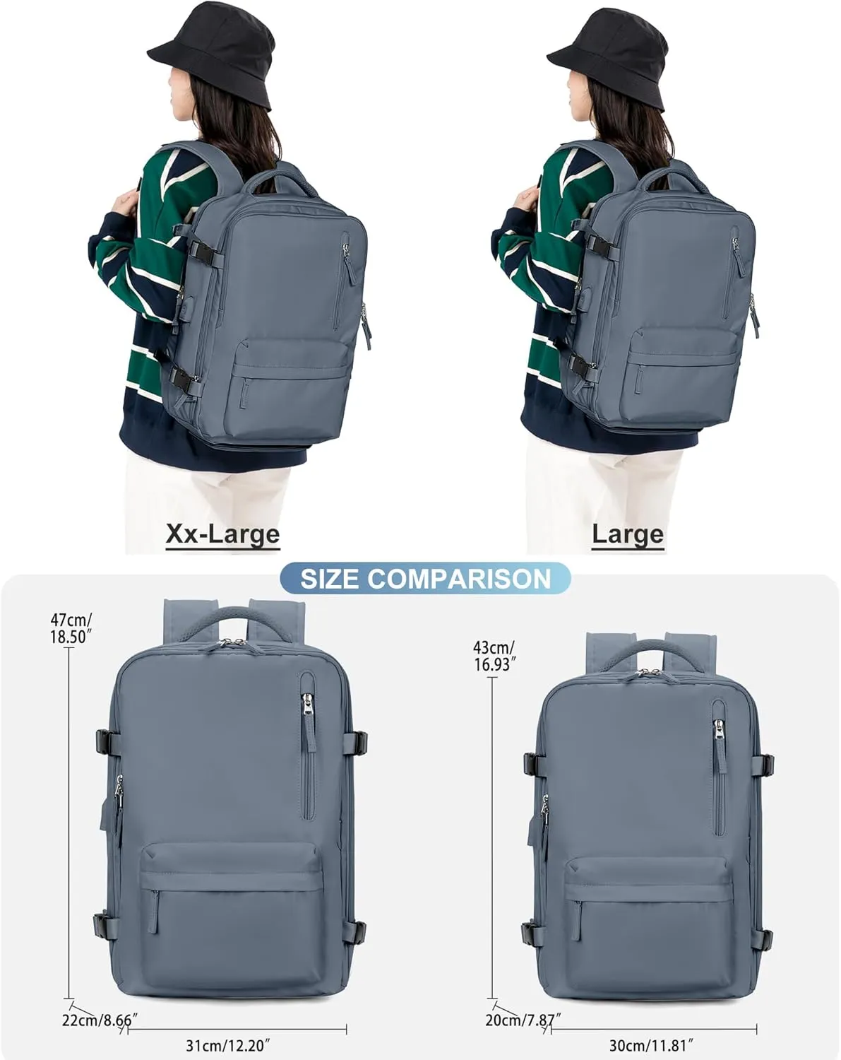 VGCUB Large Travel Backpack Bag for Women Men,Carry on Backpack,17 Inch Laptop Business Work Waterproof Backpack with Laptop Compartment,Person Item Flight Approved,Mochila de Viaje,Jewel Blue Large