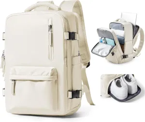 VGCUB Large Travel Backpack Bag for Women Men,Carry on Backpack,17 Inch Laptop Business Work Waterproof Backpack with Laptop Compartment,Person Item Flight Approved,Mochila de Viaje,White Large