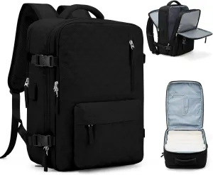 VGCUB Large Travel Backpack for Women Men, Carry on Backpack Airline Approved Gym Backpack Waterproof Business Laptop Daypack, Black