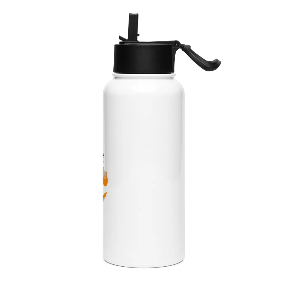 Vibrant Orange Stainless Steel Water Bottle with Straw Lid