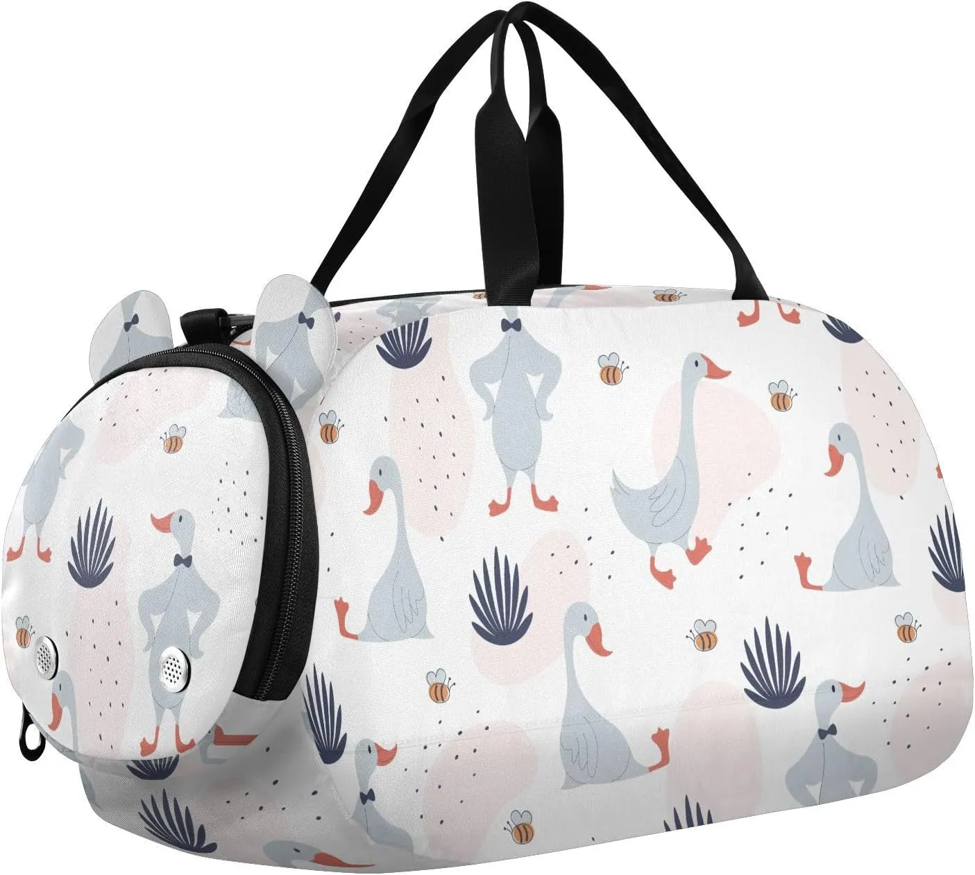 VIGTRO Cartoon Kids Overnight Travel Duffel Bag Sport Gym Bag for Boys Girls with Shoe Compartment, Geese Sit Carry On Weekender Luggage Bag for Dance Swim Yoga
