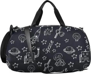 VIGTRO Space Stars Astronomy Kids Overnight Travel Duffel Bag Sport Gym Bag for Boys Girls with Shoe Compartment, Chalk Style Carry On Weekender Luggage Bag for Dance Swim Yoga