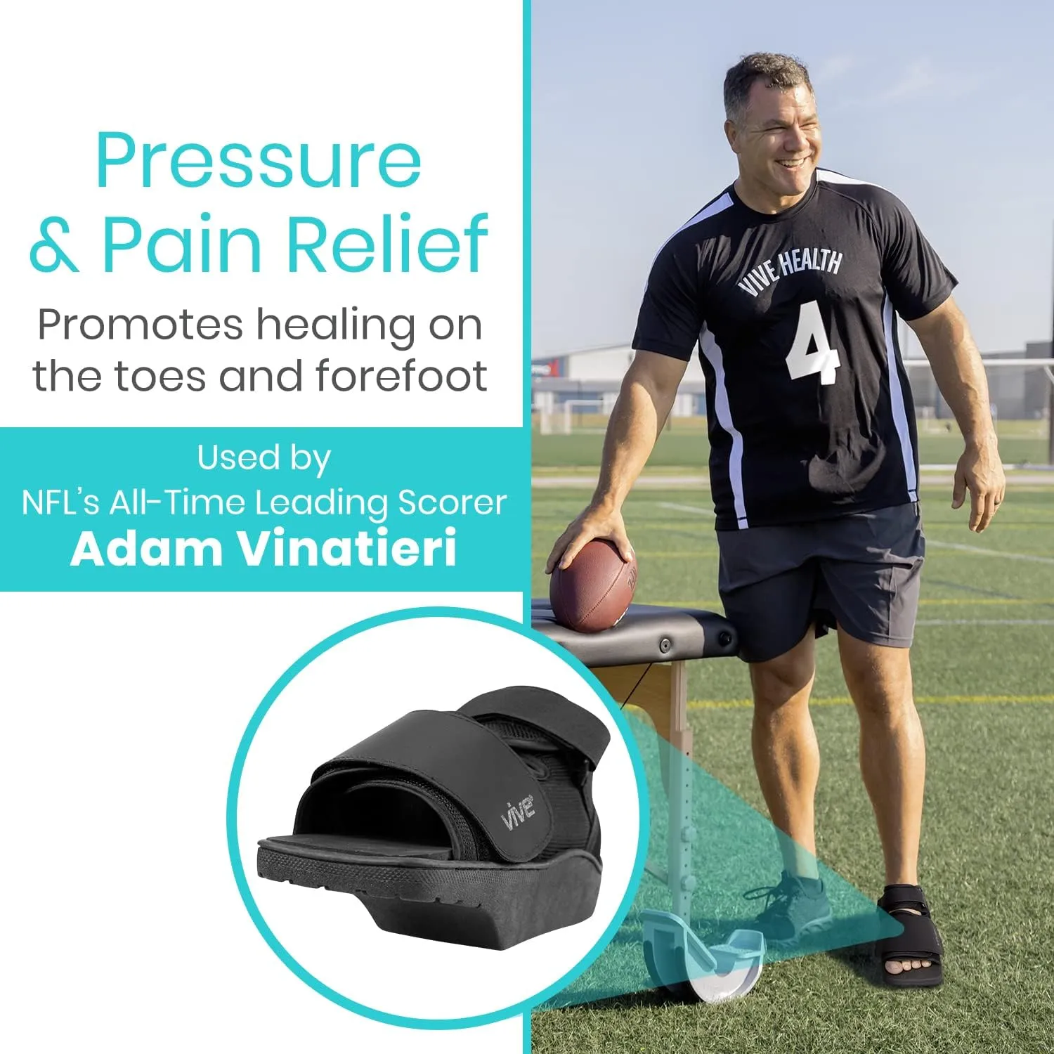 Vive Offloading Post-Op Shoe - Forefront Wedge Boot for Broken Toe Injury - Non Weight Bearing Medical Recovery for Foot Surgery, Hammer Toes, Bunion, Feet, Orthopedic (Large)