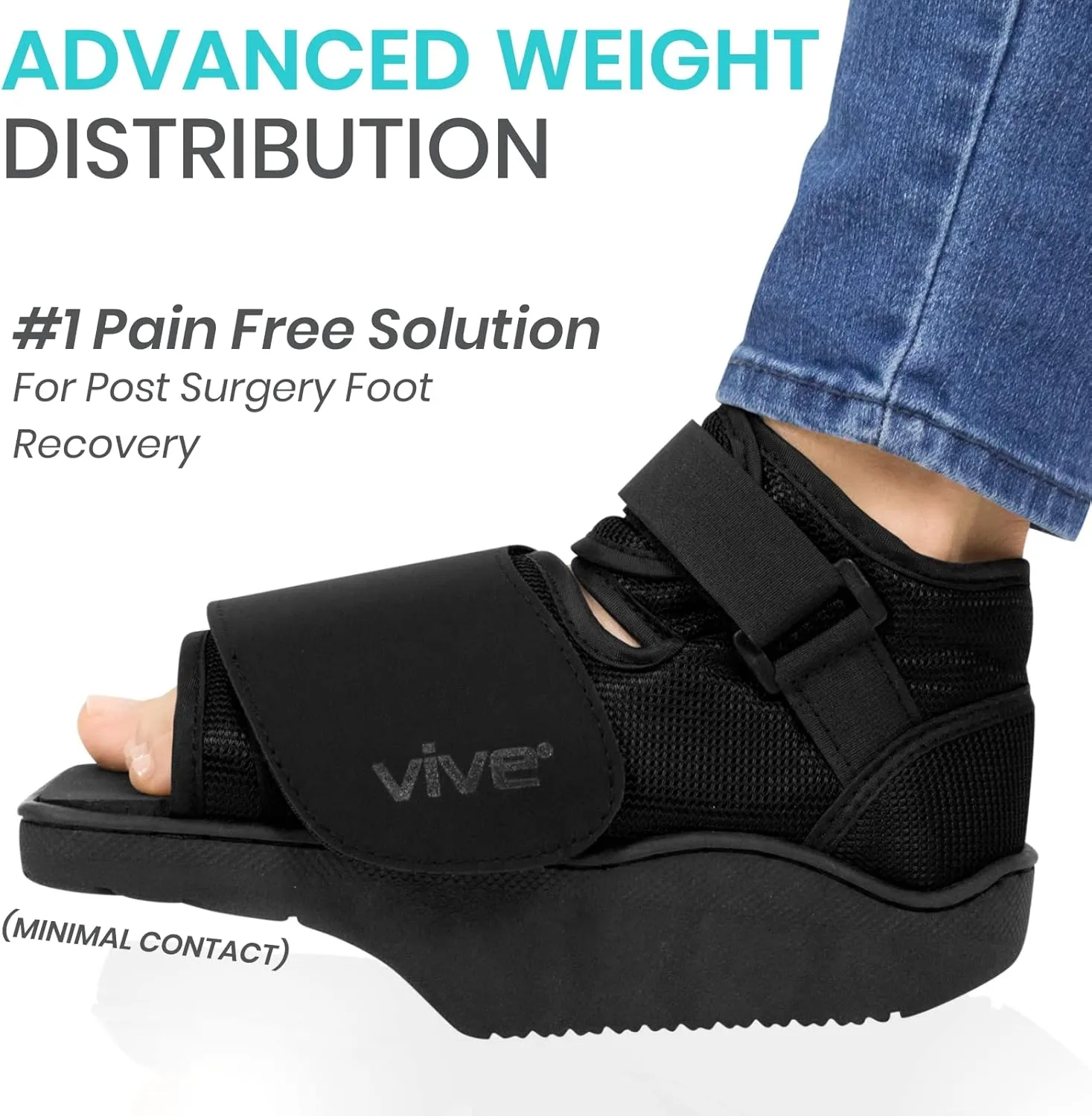 Vive Offloading Post-Op Shoe - Forefront Wedge Boot for Broken Toe Injury - Non Weight Bearing Medical Recovery for Foot Surgery, Hammer Toes, Bunion, Feet, Orthopedic (Large)