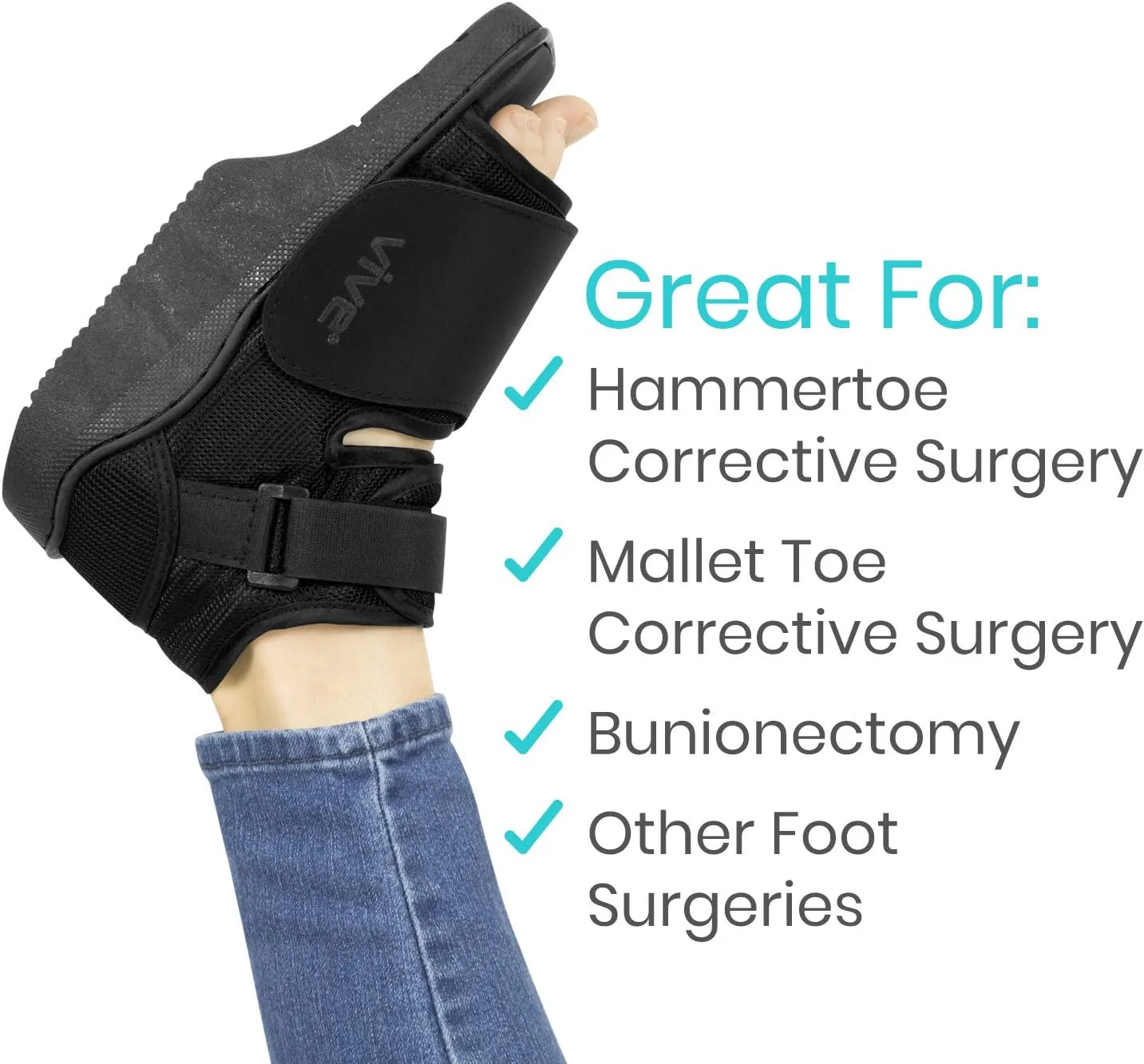 Vive Offloading Post-Op Shoe - Forefront Wedge Boot for Broken Toe Injury - Non Weight Bearing Medical Recovery for Foot Surgery, Hammer Toes, Bunion, Feet, Orthopedic (Large)