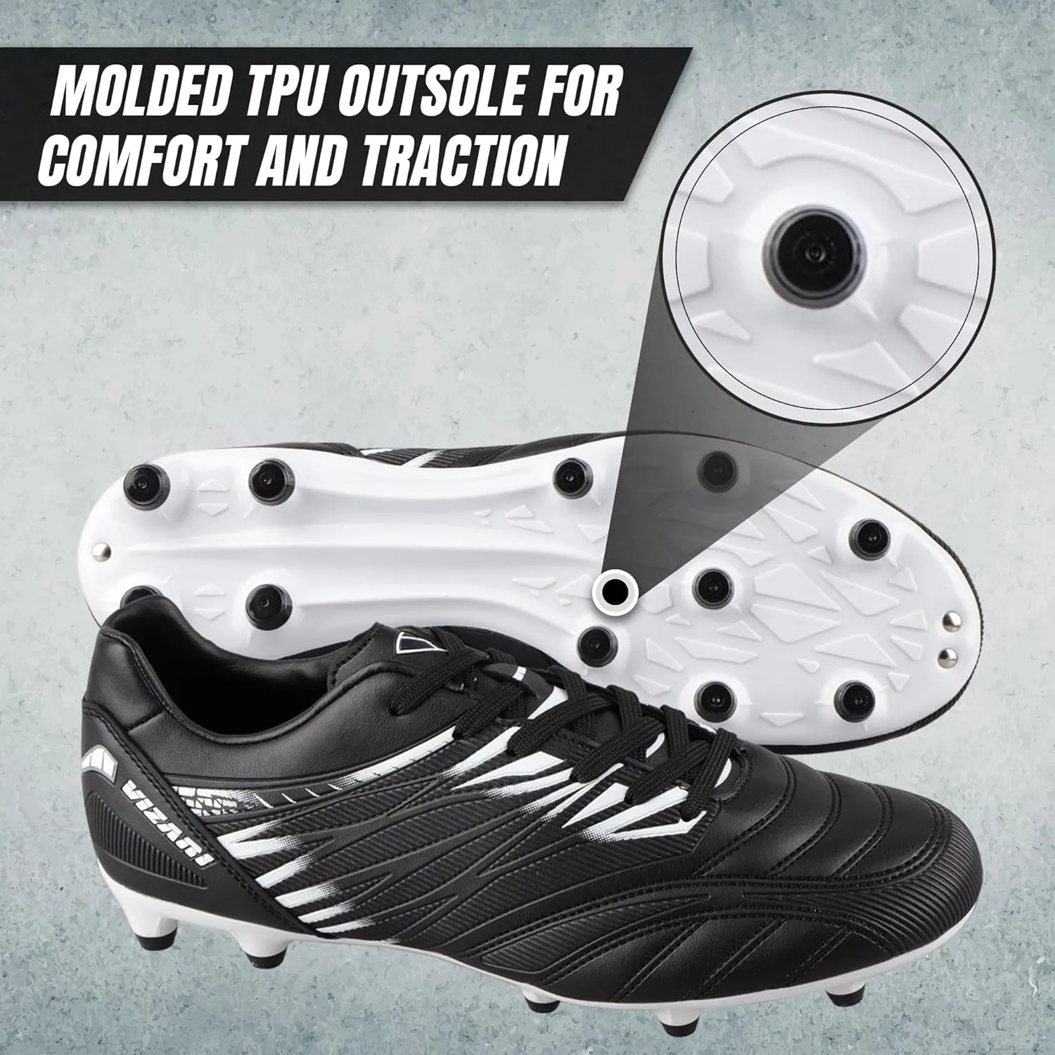 Vizari Valencia Adult Soccer Cleats - Lightweight and Durable Men's Soccer Shoes for Superior Performance - Unisex Mens and Womens Firm Ground Soccer Cleats with Round Studs for Maximum Traction