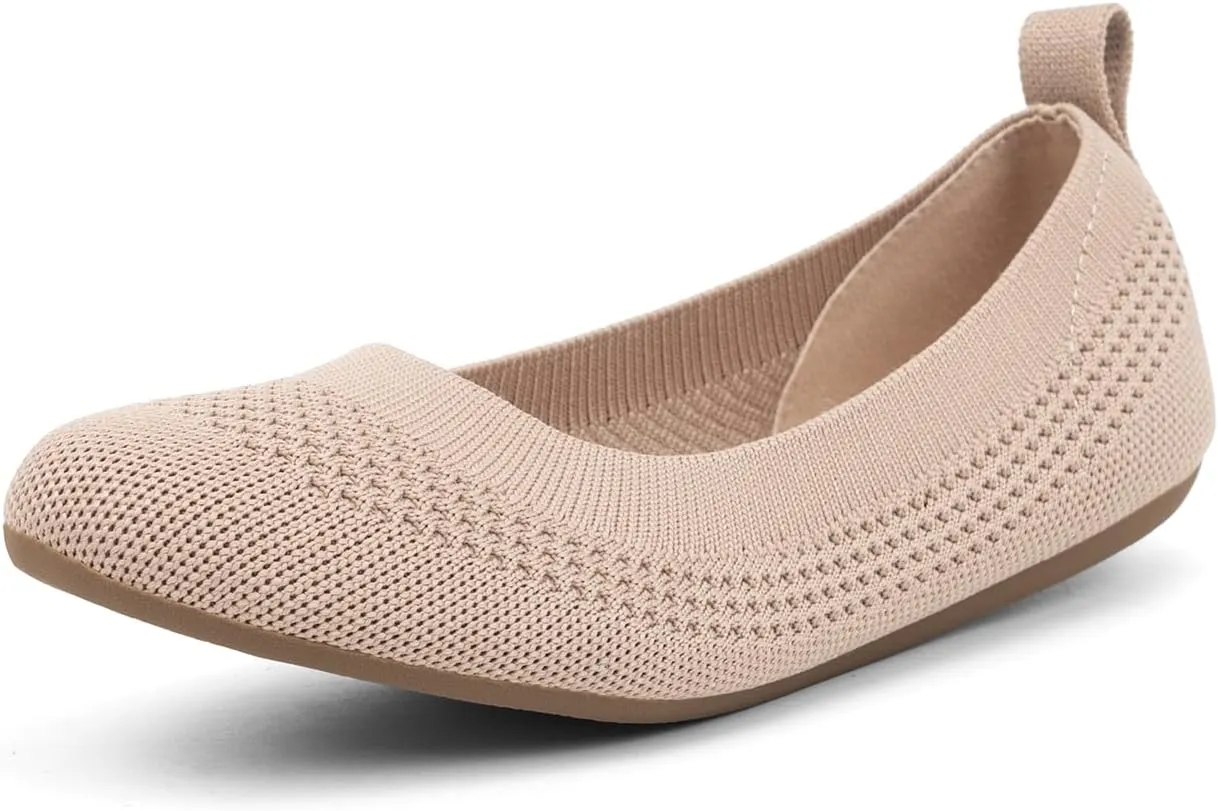 VJH confort Women’s Flats Shoes Ballet Knit Comfort Foldable Round Toe Slip-on Casual Office Work Walking Flats
