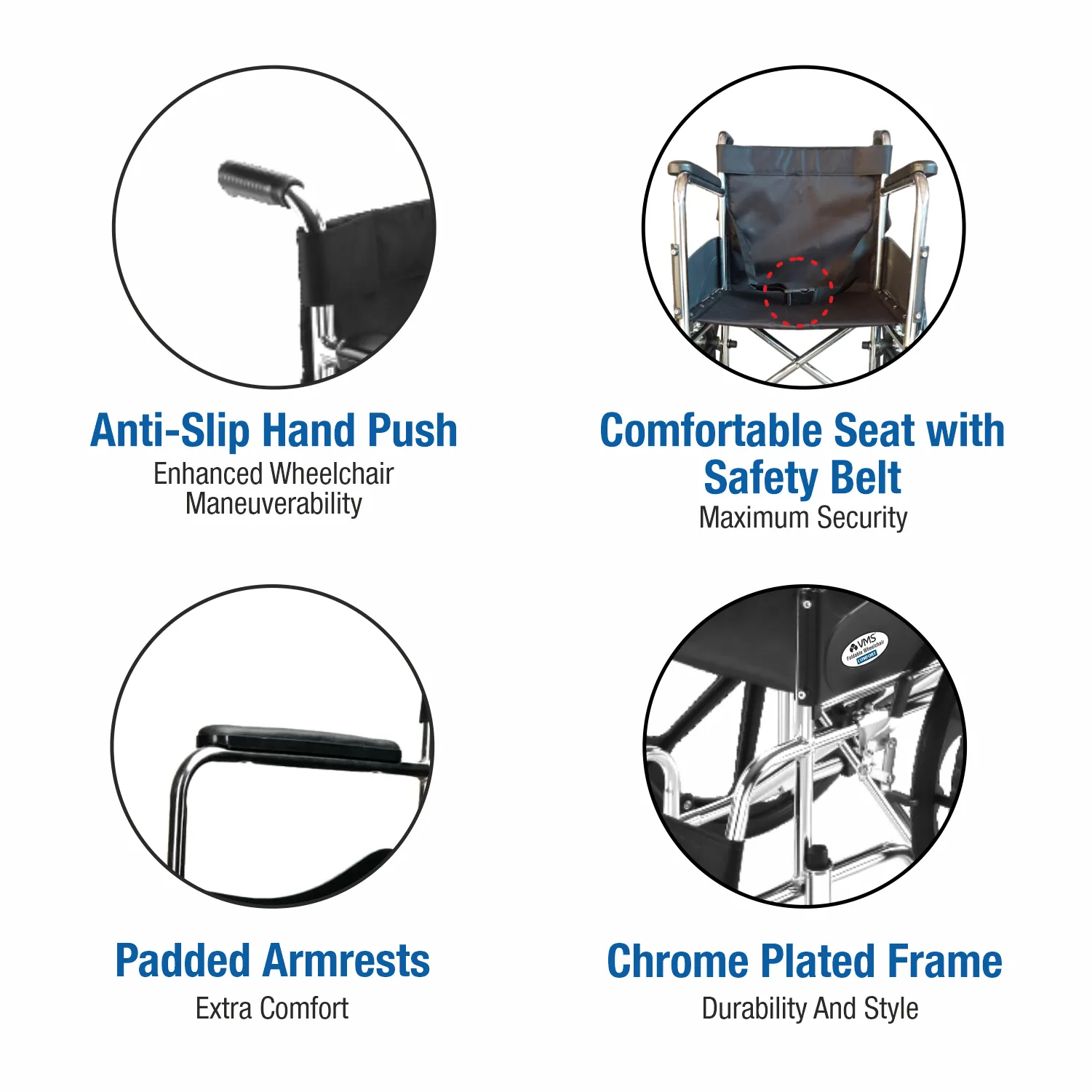 VMS Careline Foldable Manual Wheelchair - Comfort