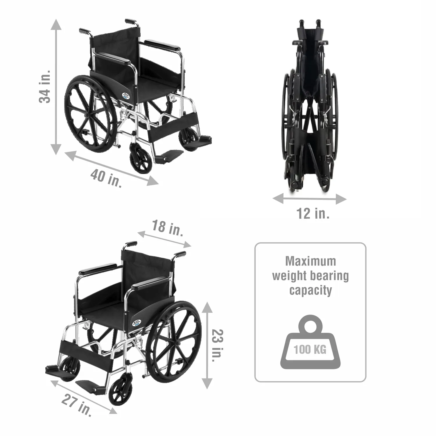 VMS Careline Foldable Manual Wheelchair - Comfort