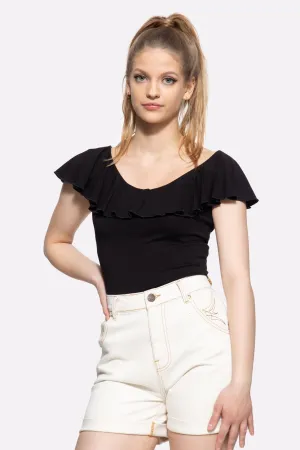 Volant Top unifarben