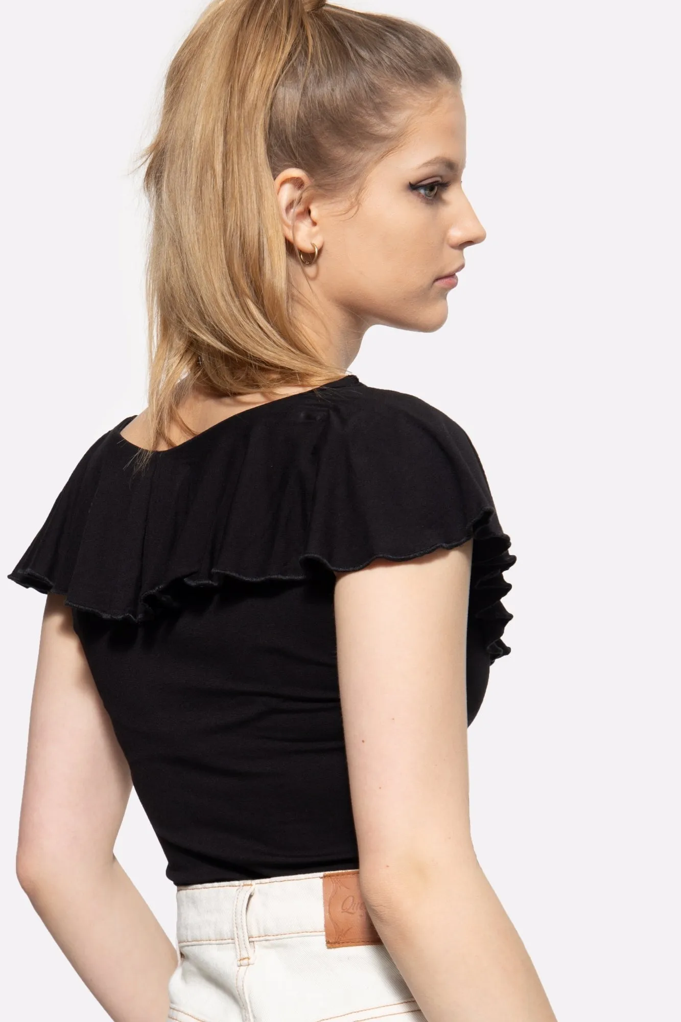 Volant Top unifarben