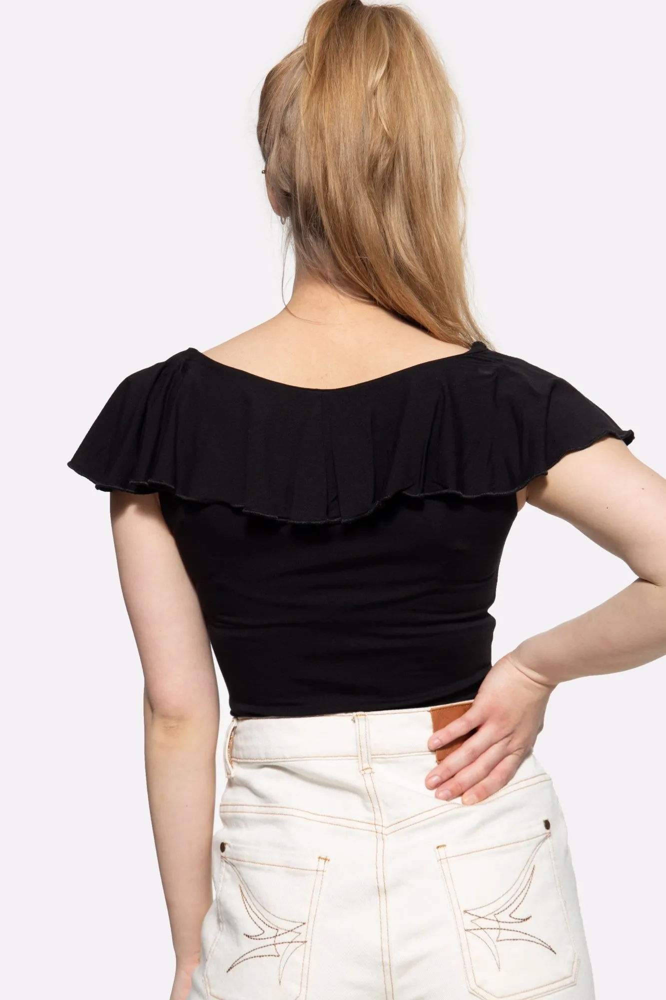 Volant Top unifarben