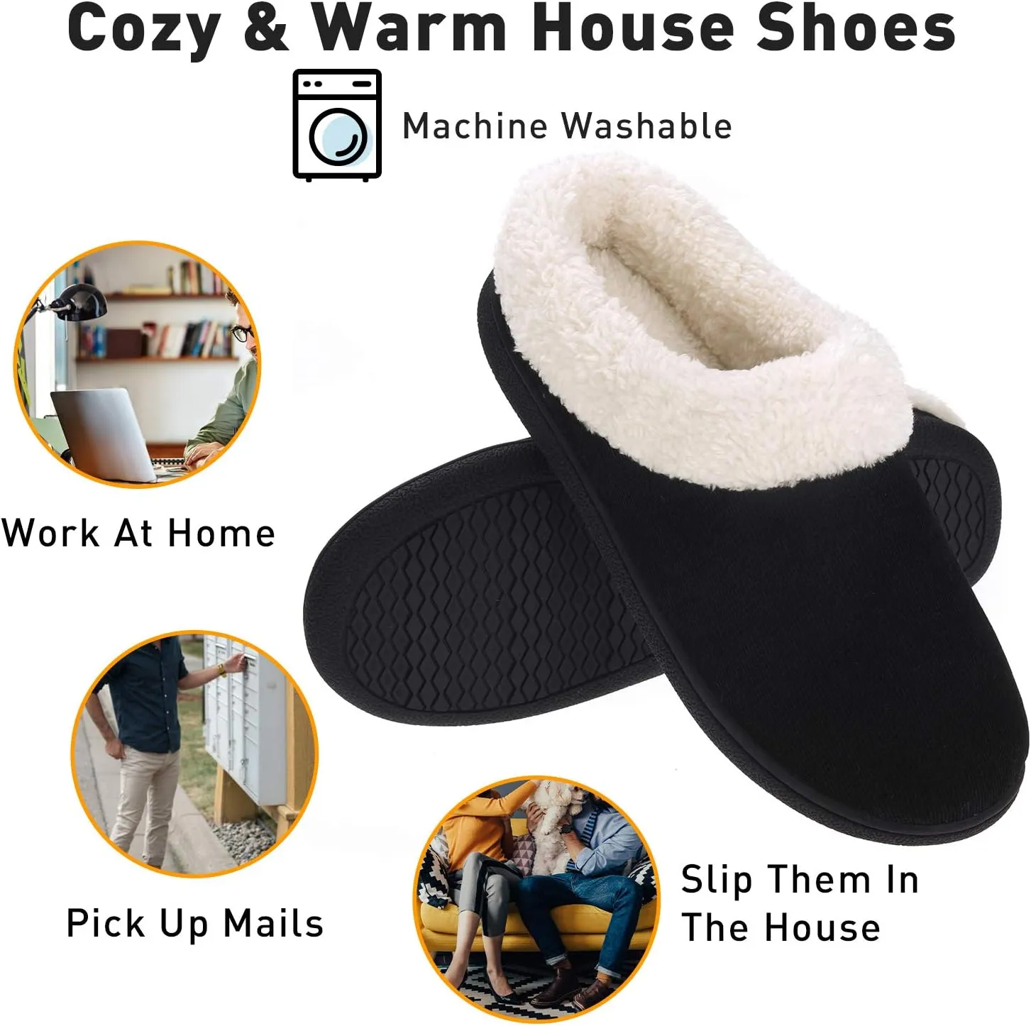 VONMAY Fuzzy House Slippers for Women Memory Foam Slippers with Fleece Collar Indoor Outdoor