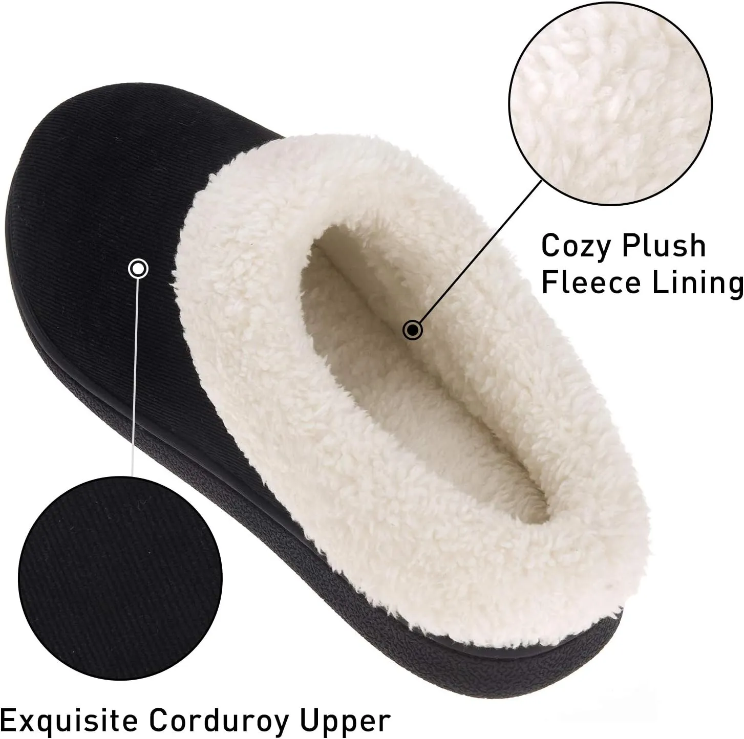 VONMAY Fuzzy House Slippers for Women Memory Foam Slippers with Fleece Collar Indoor Outdoor