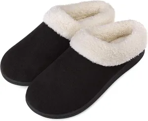 VONMAY Fuzzy House Slippers for Women Memory Foam Slippers with Fleece Collar Indoor Outdoor