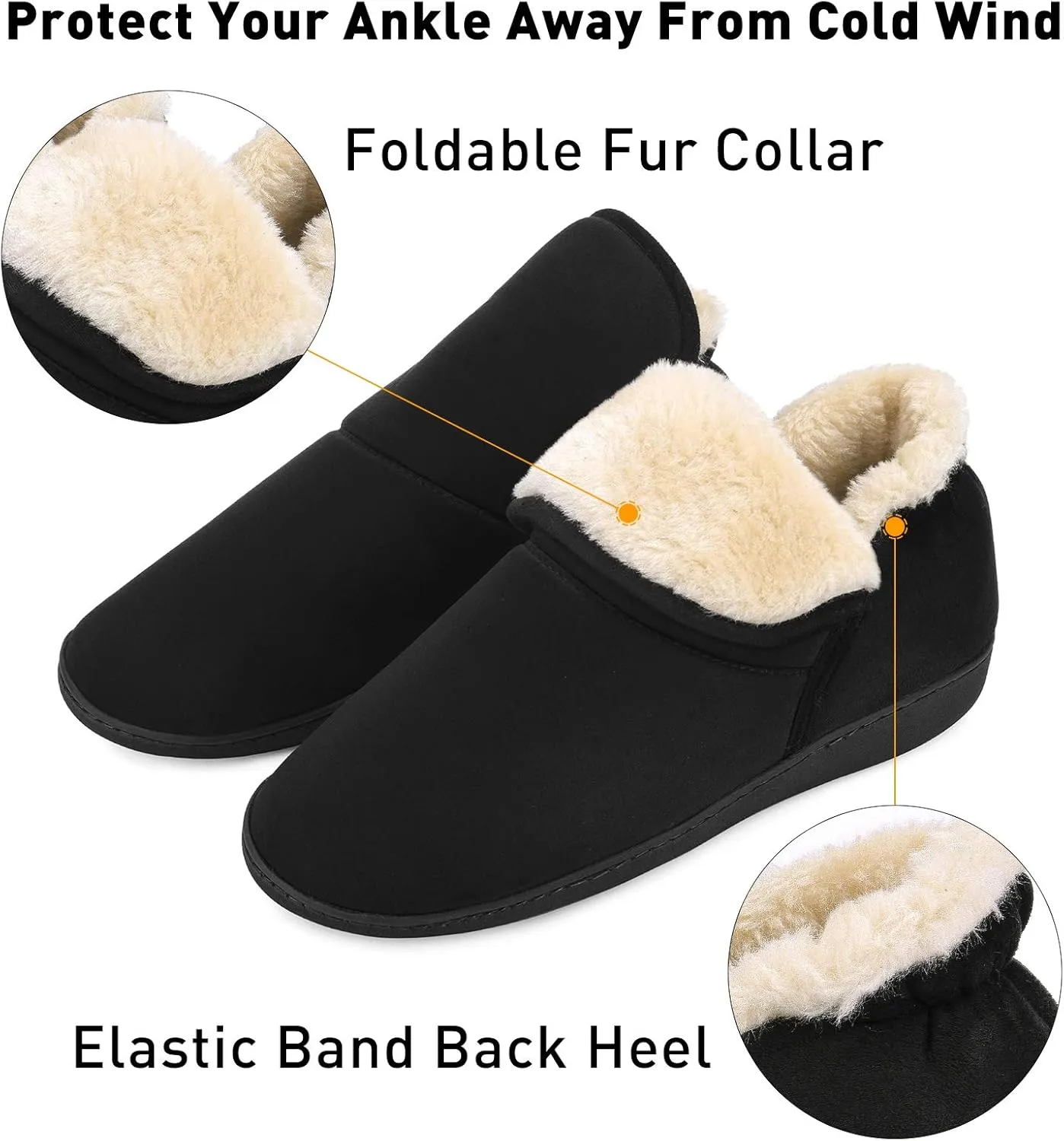 VONMAY Men's Booties Slippers Ankle Warm Plush Fuzzy Memory Foam House Shoes
