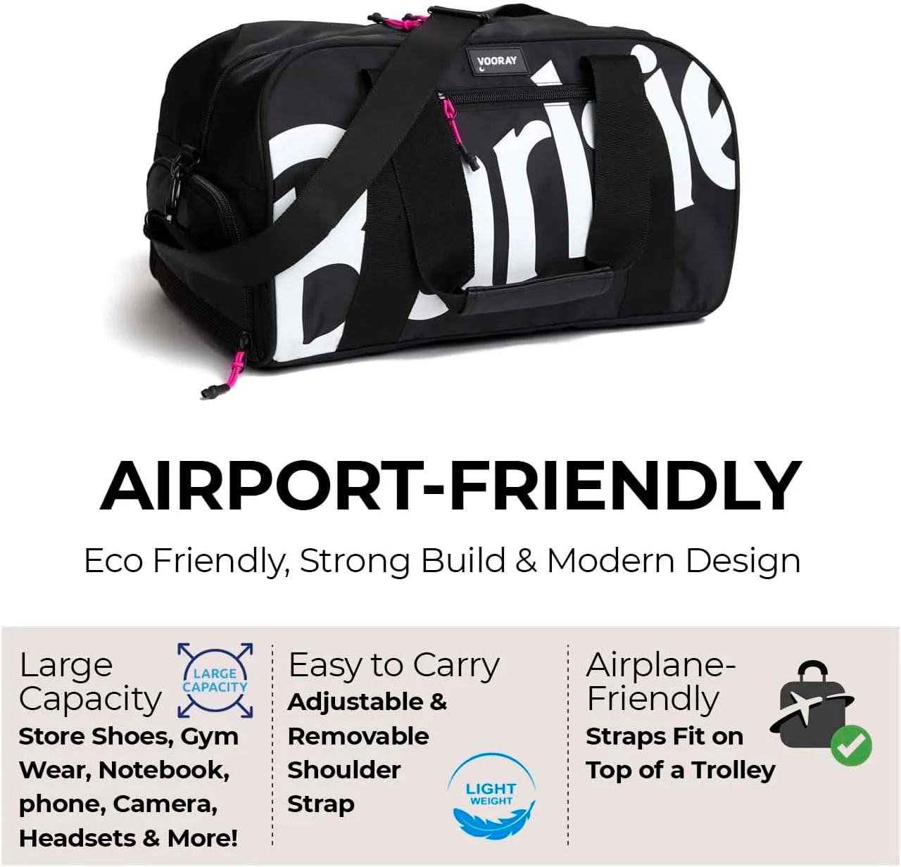 Vooray Burner Gym Duffel Bag, Gym Bag for Women and Men with Shoe Compartment, Weekender, Overnight & Travel Duffel for Sports and Workout