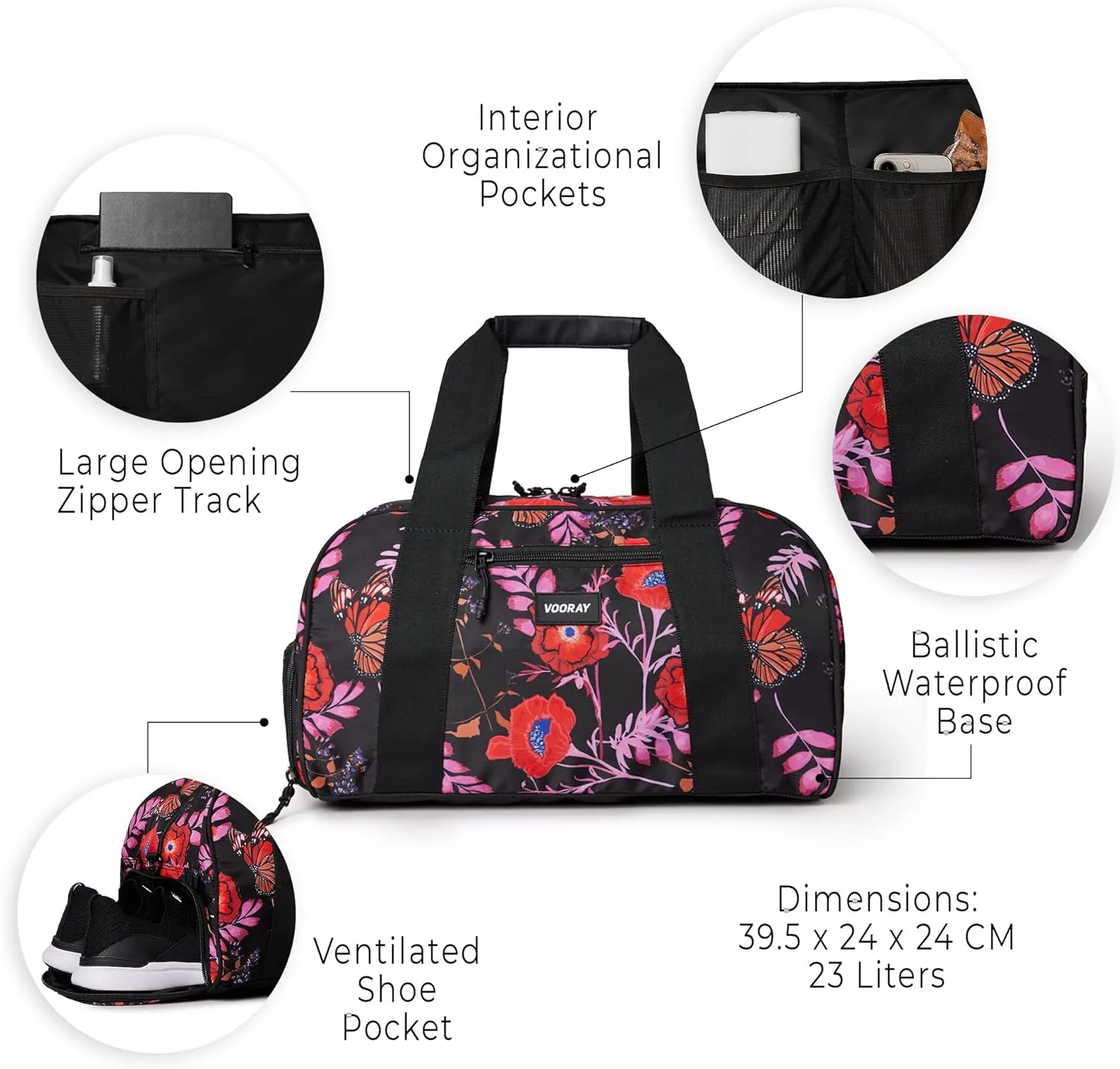 Vooray Burner Gym Duffel Bag, Gym Bag for Women and Men with Shoe Compartment, Weekender, Overnight & Travel Duffel for Sports and Workout