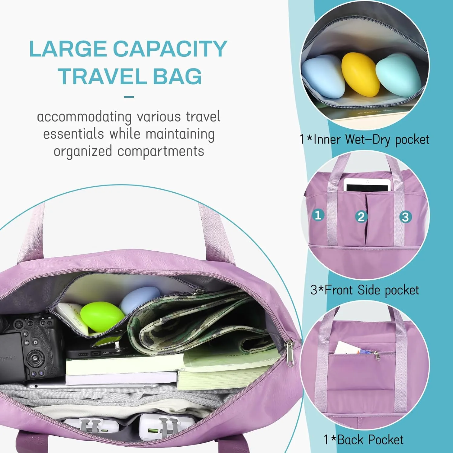 VOOWO Rolling Duffle Bag with Wheels, Expandable Foldable Duffel Bag with Wheels for Travel, Rolling Luggage Carry on Duffel Bag, Wheeled Travel Duffle Bag, Large Weekend Bag for Women & Men