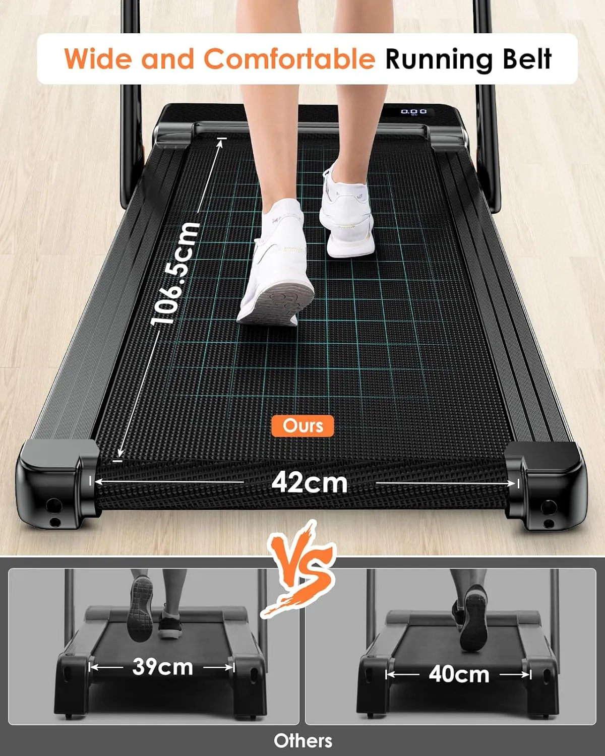 Walking Pad Treadmill, Under Desk Treadmill for Home & Office, Wide Running Belt, Remote Control, Installation Free, Easy to Move, 300 LB Capacity