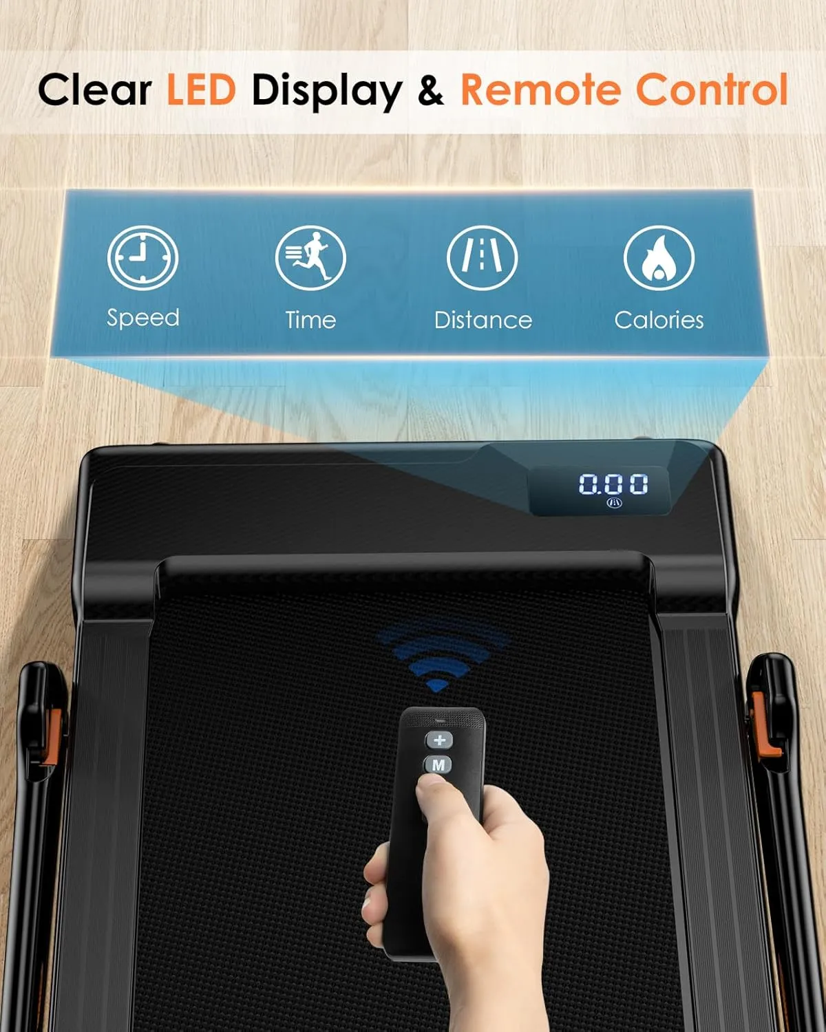 Walking Pad Treadmill, Under Desk Treadmill for Home & Office, Wide Running Belt, Remote Control, Installation Free, Easy to Move, 300 LB Capacity