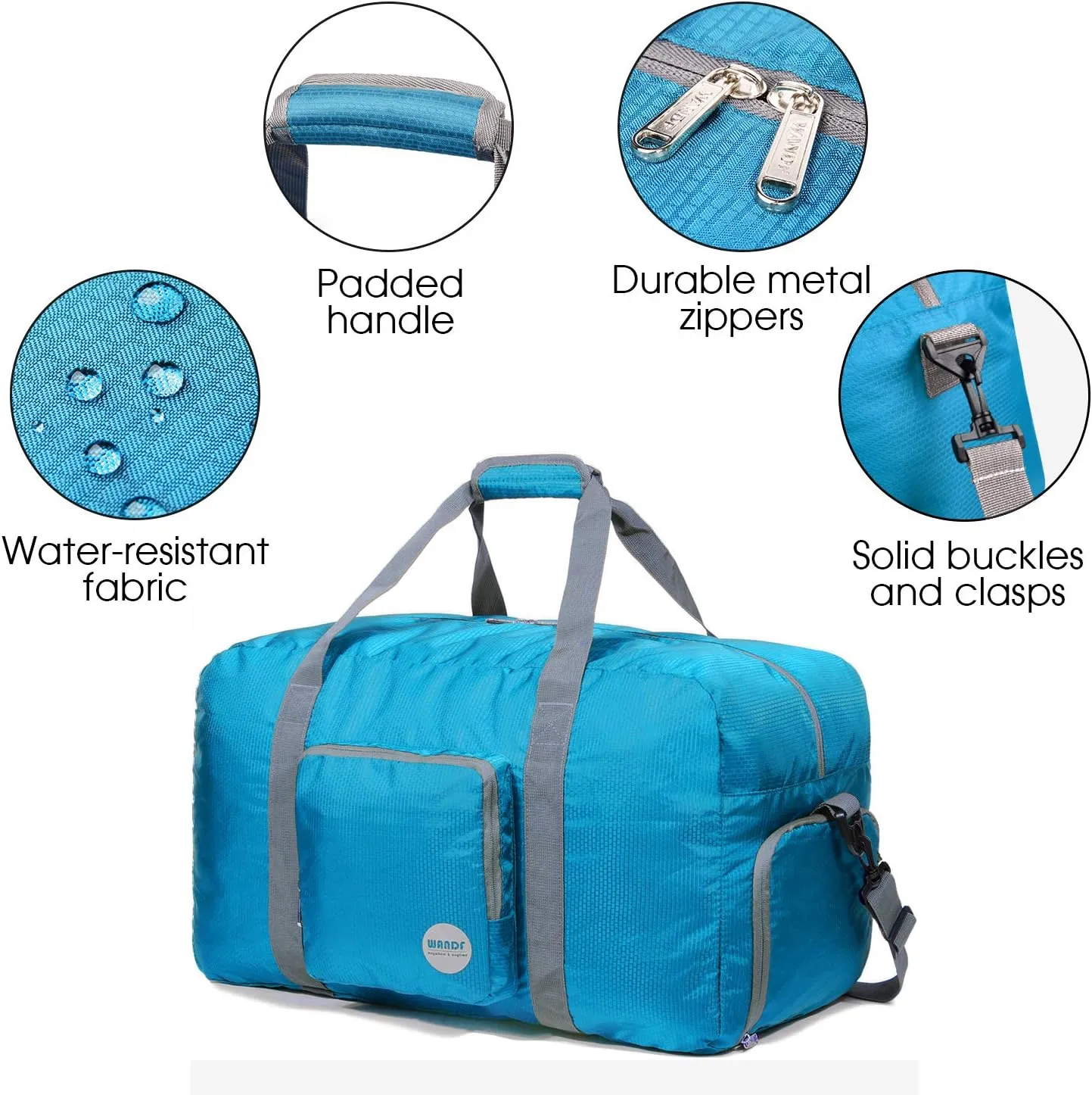 WANDF Foldable Travel Duffel Bag 60-120L Duffle Carry on for Women and Men