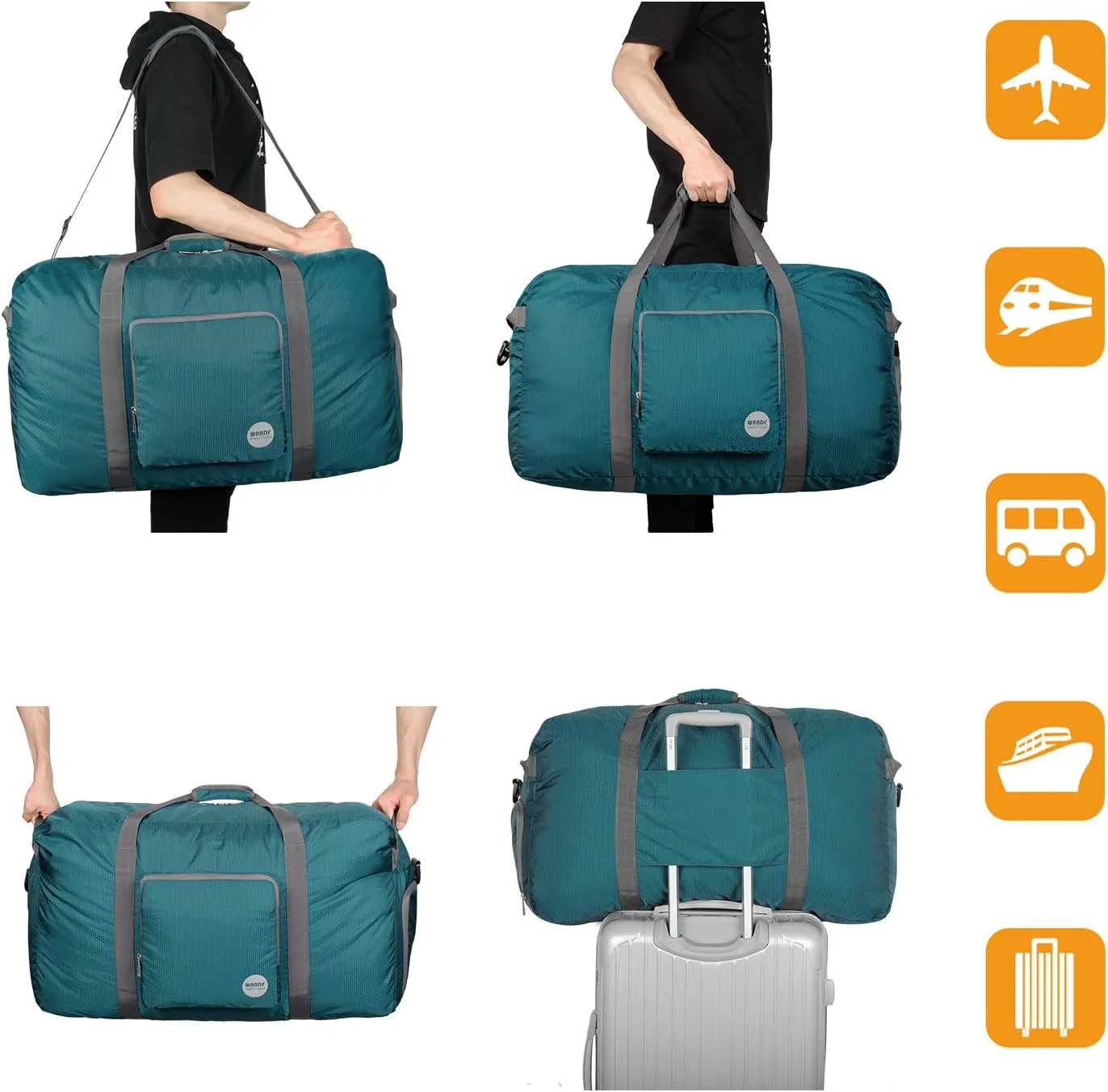 WANDF Foldable Travel Duffel Bag 60-120L Duffle Carry on for Women and Men
