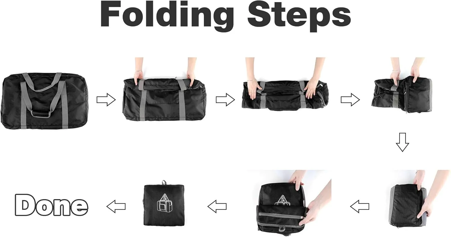 WANDF Foldable Travel Duffel Bag 60-120L Duffle Carry on for Women and Men