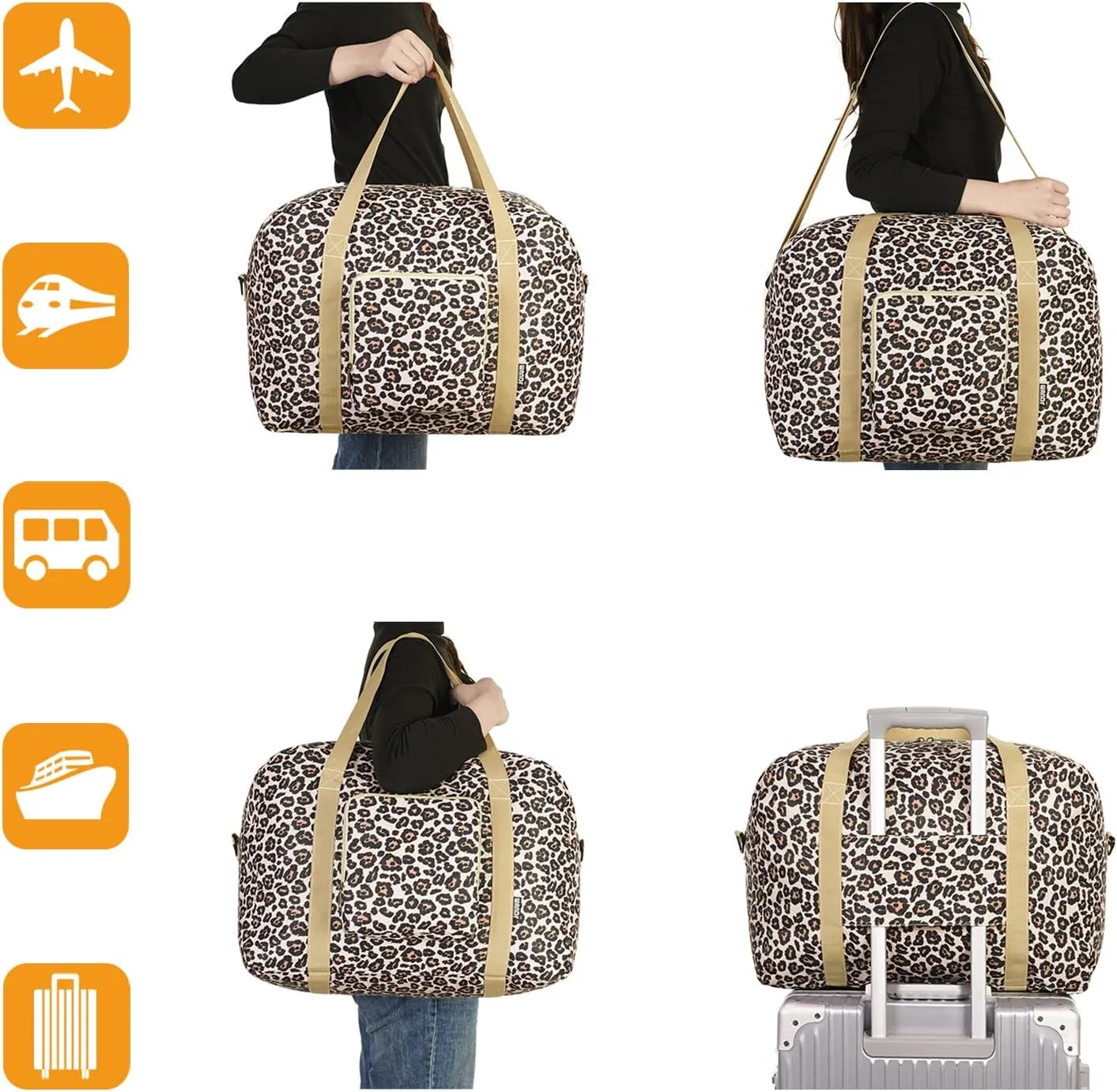 WANDF For Spirit Airlines Personal Item Bag 18x14x8 Foldable Travel Duffel Carry on Weekender Overnight for Women Men