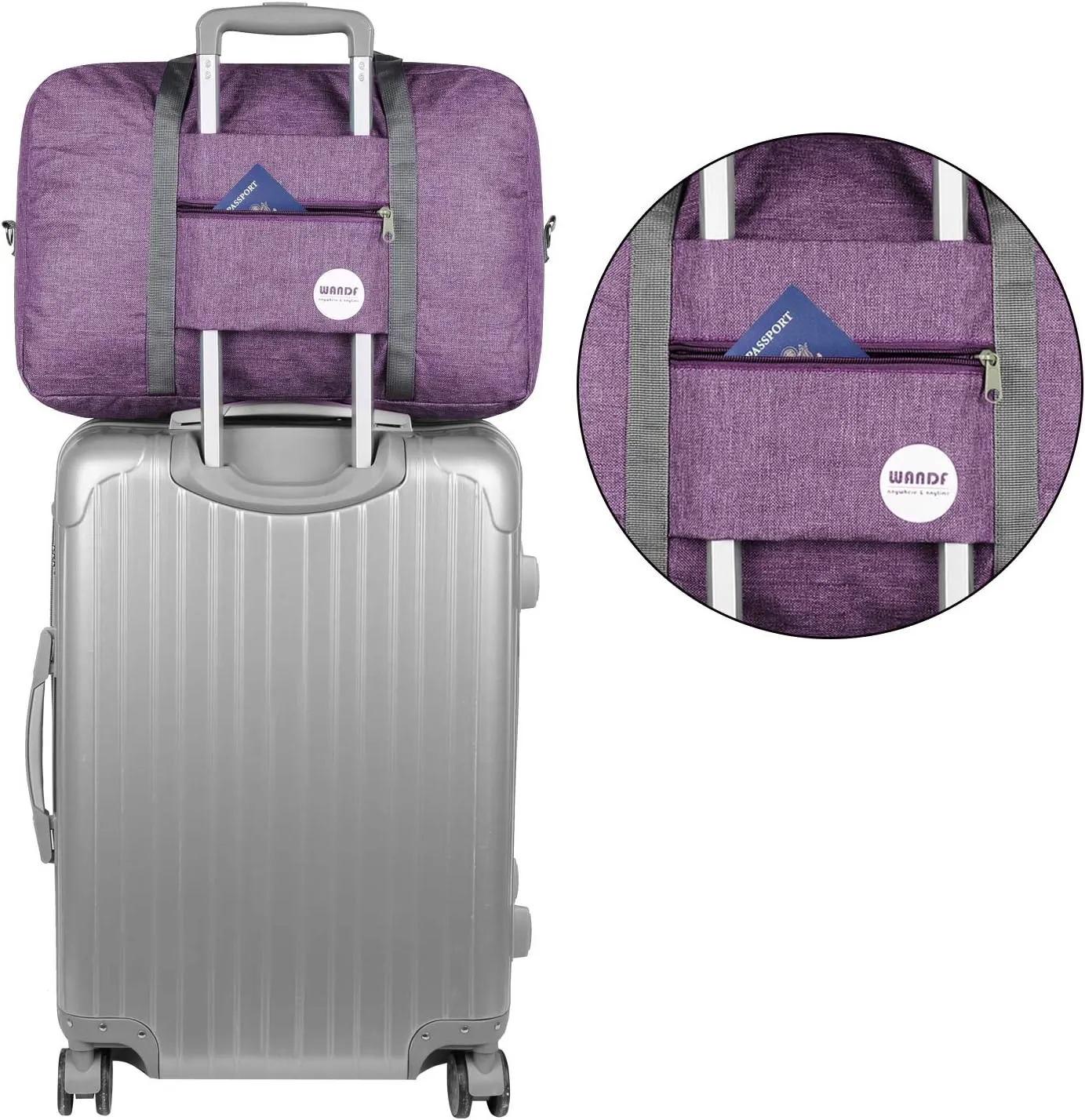 WANDF For Spirit Airlines Personal Item Bag 18x14x8 Travel Duffel Bag Underseat Foldable Carry-on Luggage for Women