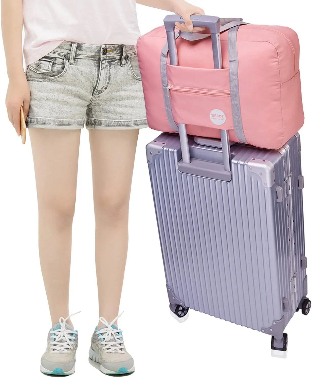 WANDF For Spirit Airlines Personal Item Bag 18x14x8 Travel Duffel Bag Underseat Foldable Carry-on Luggage for Women