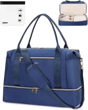 WANDF For Spirit Airlines Personal Item Bag 18x14x8 Underseat with Wet Pocket & Shoe Compartment & Tsa Approved Toiletry Bag
