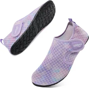 WateLves Water Shoes for Women Men Swim Beach Aqua Socks Quick Dry Barefoot House Slippers Travel Shoes with Adjustable Magic Tape for Pool Diving Boating Yoga Surf