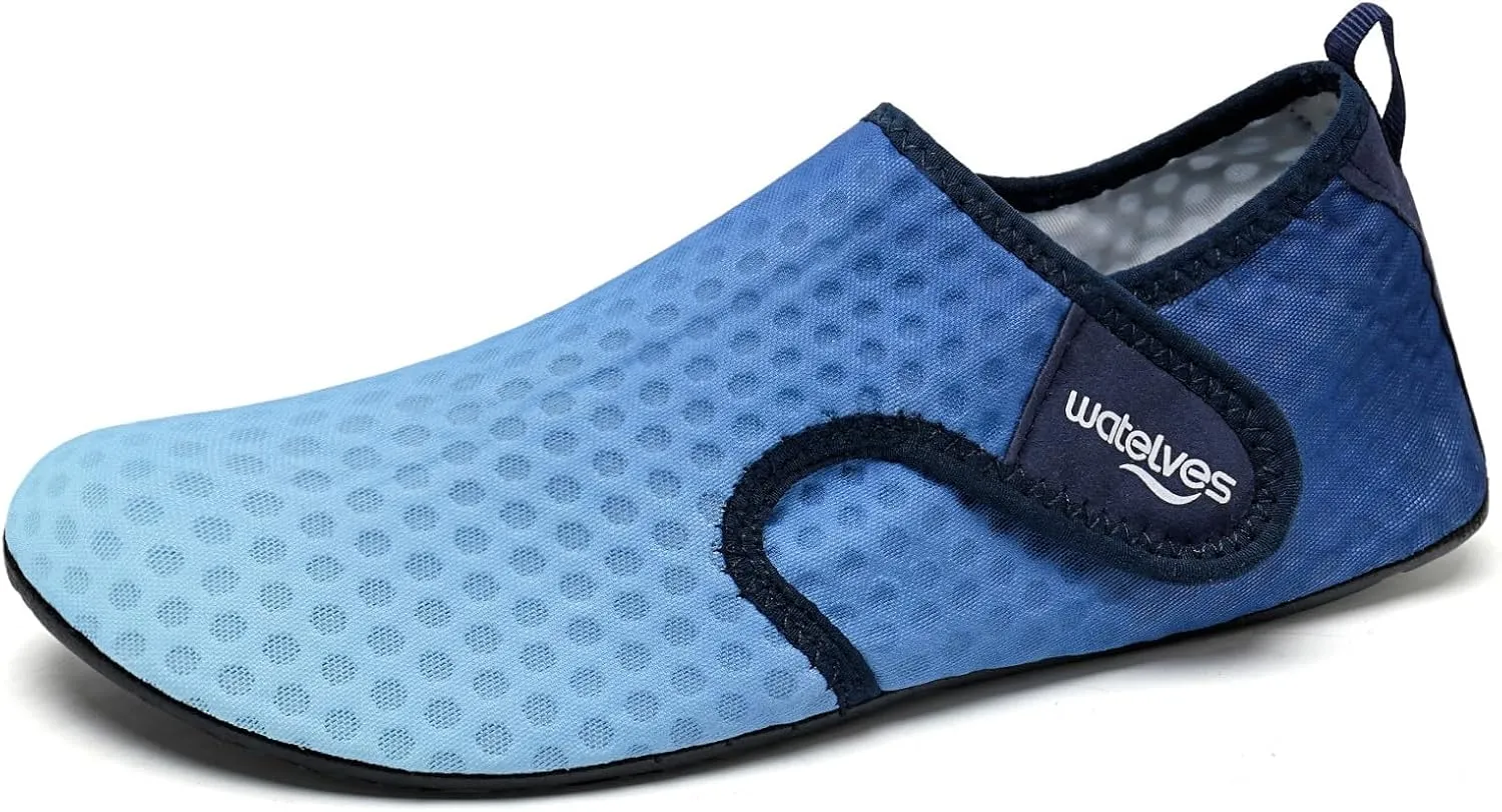 WateLves Water Shoes for Women Men Swim Beach Aqua Socks Quick Dry Barefoot House Slippers Travel Shoes with Adjustable Magic Tape for Pool Diving Boating Yoga Surf