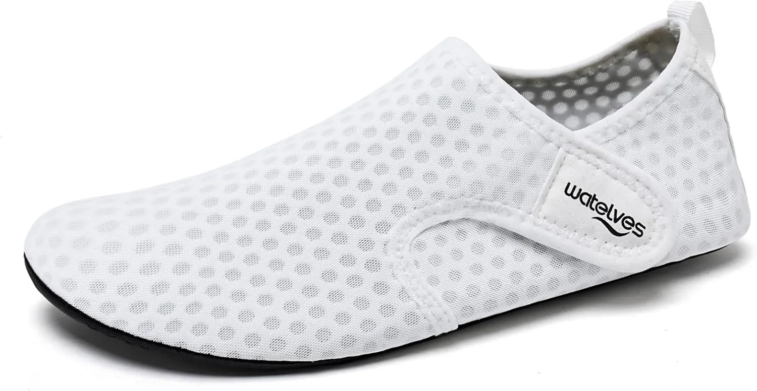 WateLves Water Shoes for Women Men Swim Beach Aqua Socks Quick Dry Barefoot House Slippers Travel Shoes with Adjustable Magic Tape for Pool Diving Boating Yoga Surf