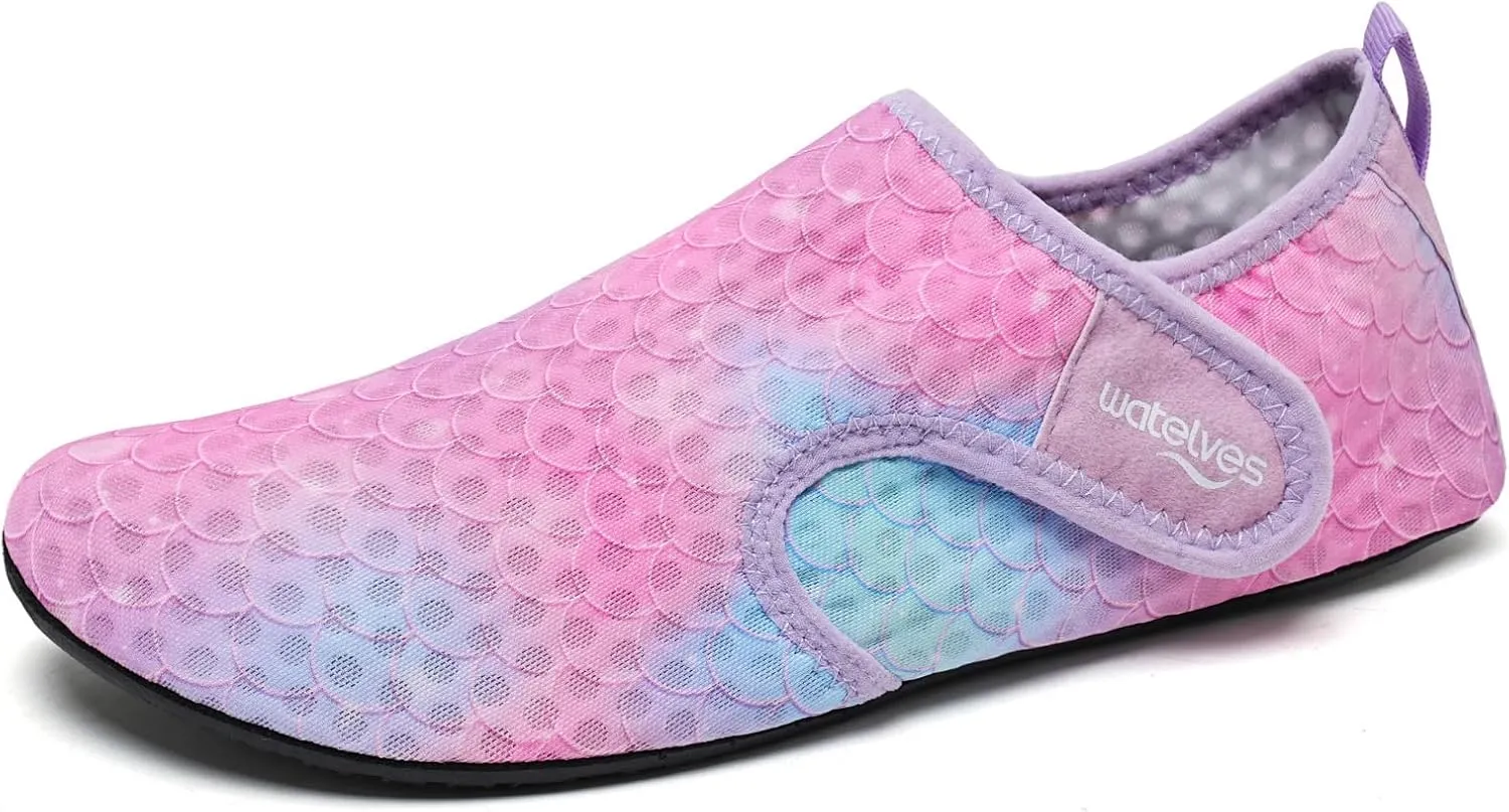 WateLves Water Shoes for Women Men Swim Beach Aqua Socks Quick Dry Barefoot House Slippers Travel Shoes with Adjustable Magic Tape for Pool Diving Boating Yoga Surf