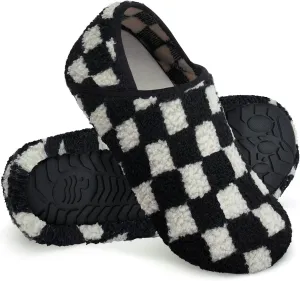 WateLves Womens & Mens Lightweight Cozy Faux Furry House Slippers - Rubber Sole Slip On Sock Shoes - Foldable Travel Slippers - Indoor & Outdoor
