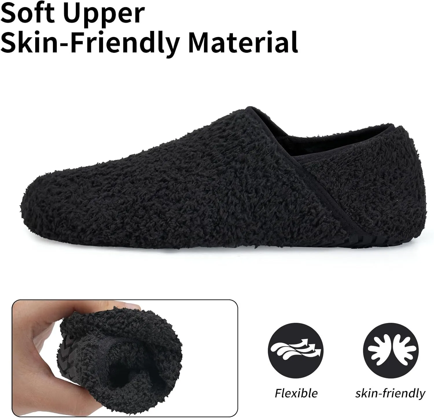 WateLves Womens & Mens Lightweight Cozy Faux Furry House Slippers - Rubber Sole Slip On Sock Shoes - Foldable Travel Slippers - Indoor & Outdoor